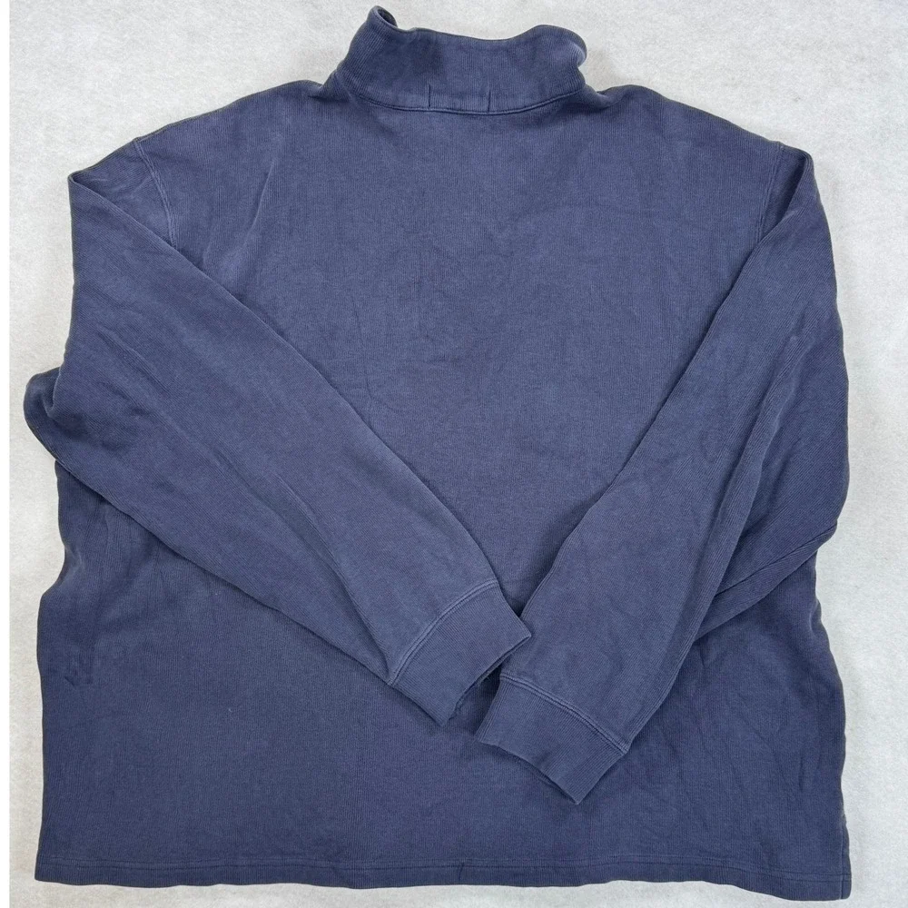 Polo Ralph Lauren Mens XXL Navy‎ Blue 1/4 Zip Pullover Cotton Rib Knit Vintage
